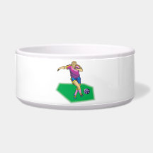 Soccer Player Dog Water Bowls