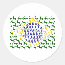 Soccer player Futebol team flag of brazil art gift Round Stickers