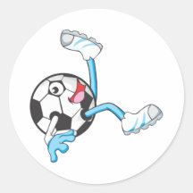 Soccer Player in Bicycle Kick Pose Round Sticker