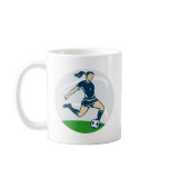soccer player woman kicking ball side view mugs