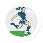 soccer player woman kicking ball side view sticker