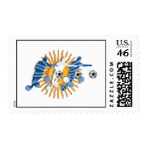 Soccer players Argentinian sun flag gifts Stamp