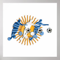 Soccer players Argentinian sun flag gifts Posters