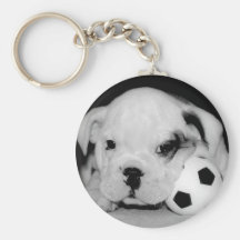 "Soccer Puppy" English Bulldog Key Chains
