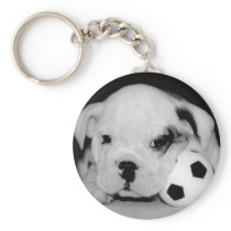 "Soccer Puppy" English Bulldog Key Chains