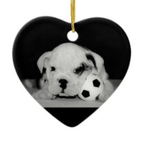 "Soccer Puppy" English Bulldog Ornament