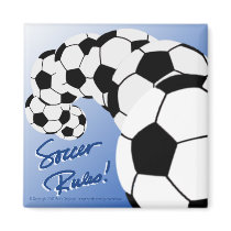 SOCCER RULES Sq Magnet/Blue