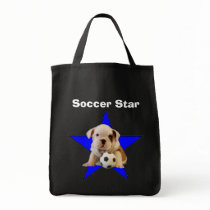 Soccer Star English Bulldog Puppy Dark Bag by time2see Soccer Star English Bulldog Puppy Dark Bag