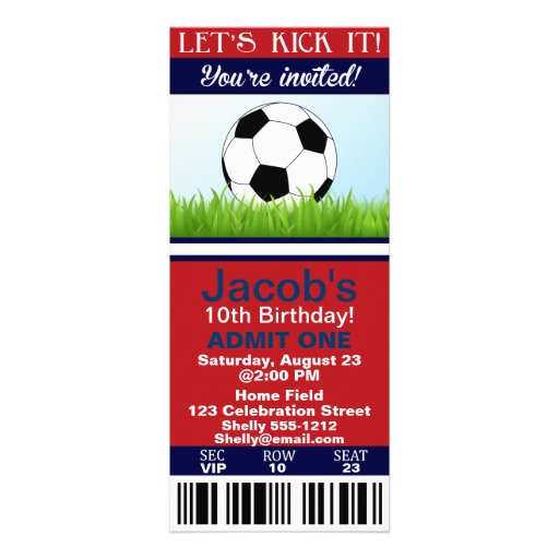 Soccer Ticket birthday invitation customizable