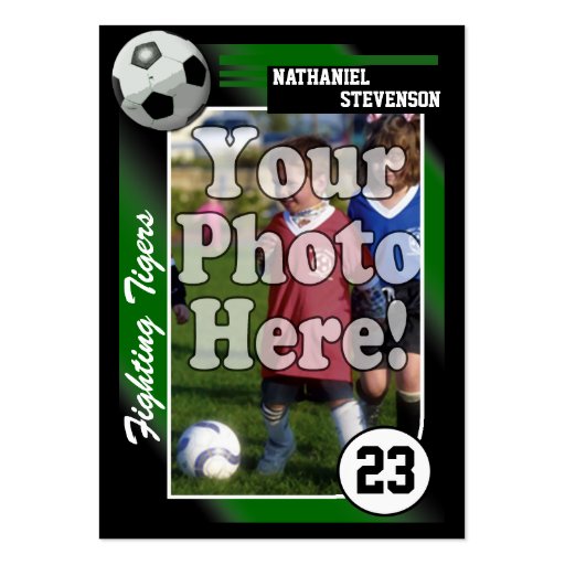 Soccer Trading Card, Green Lg Business Card Size