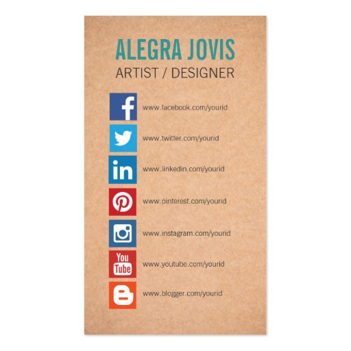 SOCIAL MEDIA ICONS SYMBOLS BUSINESS CARD (front side)