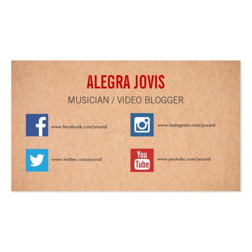 SOCIAL MEDIA MUSICIAN YOU TUBE BUSINESS CARD (front side)
