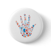 Social Network Hand Pinback Button