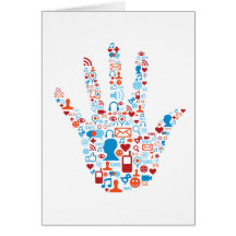 Social Network Hand Greeting Cards