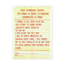 Social Networking Contract For Creeping Parents postcards by ScottInk Social Networking Contract For Creeping Parents postcards