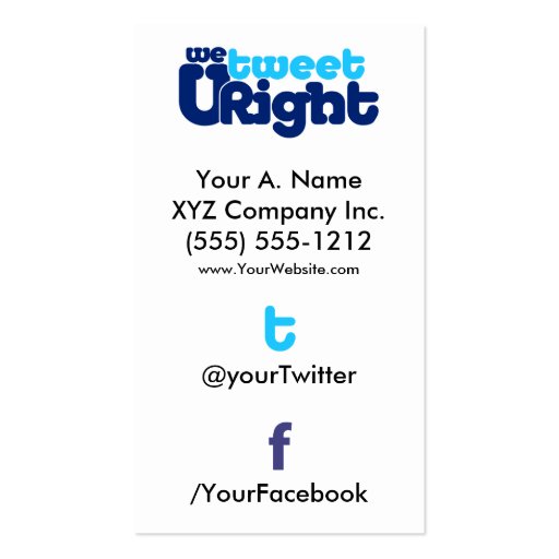 Social Profile Business Card WTURite 2.0 vertTWFB (front side)