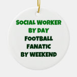 Social Worker by Day Football Fanatic by Weekend Christmas Tree Ornaments
