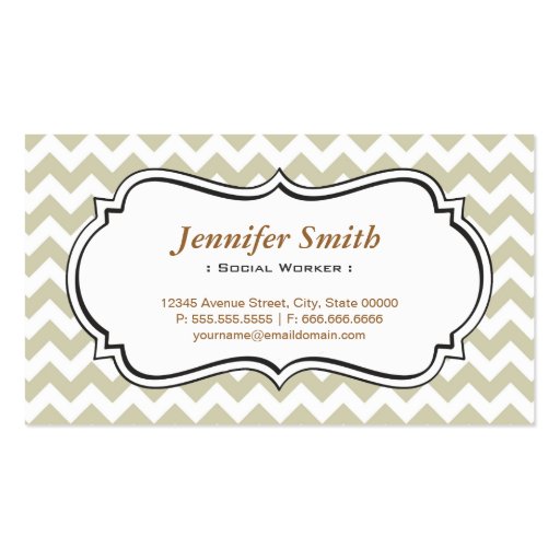 Social Worker - Chevron Simple Jasmine Business Cards (front side)