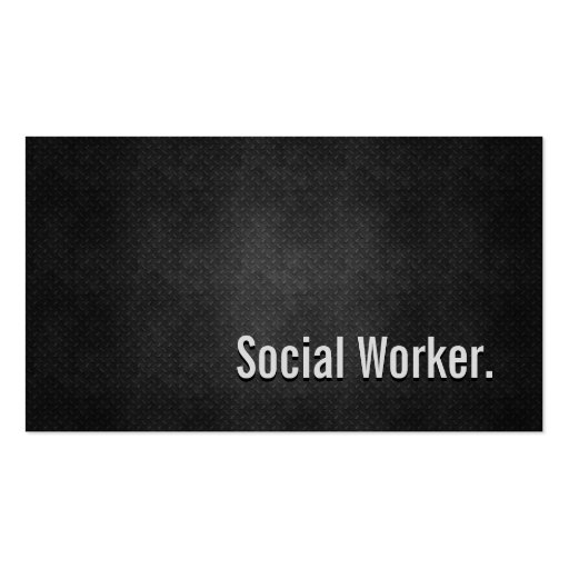 Social Worker Cool Black Metal Simplicity Business Card Template (front side)