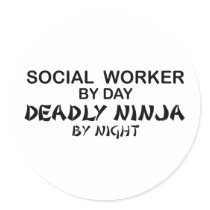 Social Worker Deadly Ninja Round Stickers