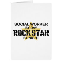Social Worker Rock Star by Night Greeting Cards