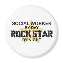 Social Worker Rock Star by Night magnets