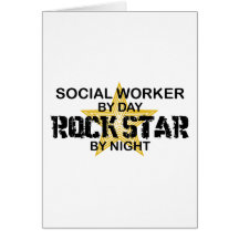 Social Worker Rock Star by Night Greeting Cards