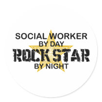 Social Worker Rock Star by Night Round Stickers