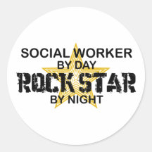 Social Worker Rock Star by Night Sticker