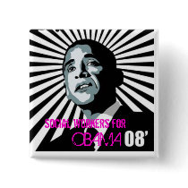 social workers for obama pinback buttons