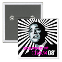 social workers for obama pinback buttons