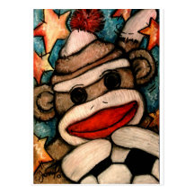 SOCK-er Monkey Postcard