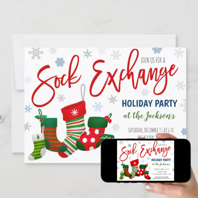 Sock Exchange Christmas Party Invitation Zazzle