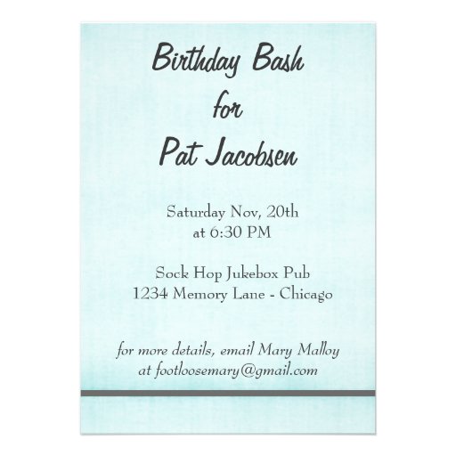 Sock Hop Party Time Retro Personalized Invitations