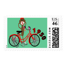 Sock Monkey % 1950's Bicycle Drawing--Unique Postage