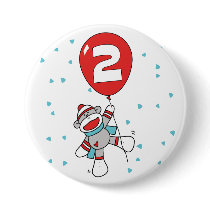 Sock Monkey 2nd Birthday buttons