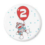 Sock Monkey 2nd Birthday Refrigerator Magnets