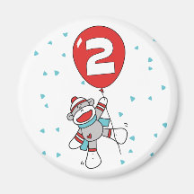 Sock Monkey 2nd Birthday Refrigerator Magnets