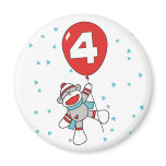Sock Monkey 4th Birthday Fridge Magnets
