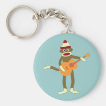 Sock Monkey Acoustic Guitar Key Chains