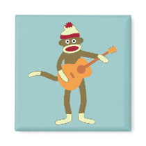 Sock Monkey Acoustic Guitar Magnet