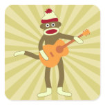 Sock Monkey Acoustic Guitar Sticker