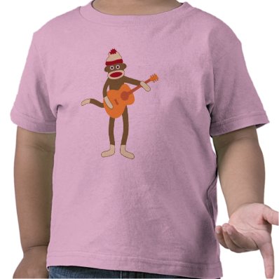 Sock Monkey Acoustic Guitar Tee Shirts