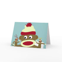 Sock Monkey Angel & Devil Greeting Cards