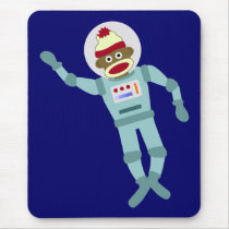 Sock Monkey Astronaut Mouse Pads