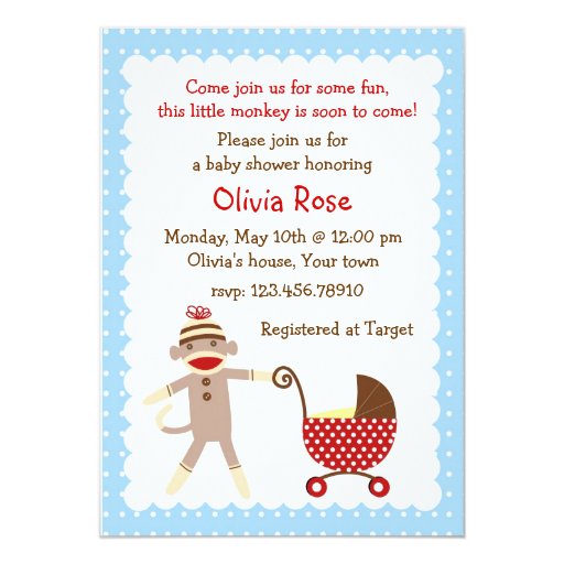 Sock Monkey Baby Shower Invitations | Zazzle