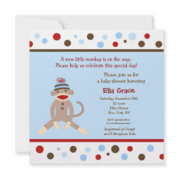 Sock Monkey Baby Shower Invitations Boy invitation