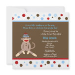 Sock Monkey Baby Shower Invitations Boy