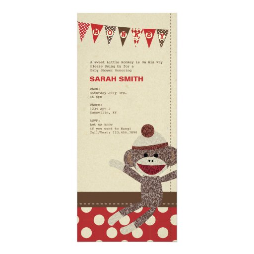 Sock Monkey Baby Shower Invite