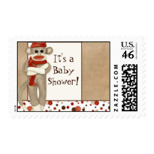 Sock Monkey, Baby Shower Postage